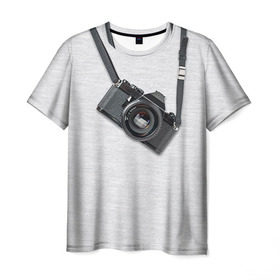 Мужская футболка 3D с принтом Фотоаппарат на груди в Курске, 100% полиэфир | прямой крой, круглый вырез горловины, длина до линии бедер | camera | зеркалка | камера | фотик | фото | фотоаппарат | фотографировать