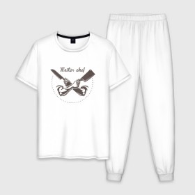 Мужская пижама хлопок с принтом Master chef 2 в Курске, 100% хлопок | брюки и футболка прямого кроя, без карманов, на брюках мягкая резинка на поясе и по низу штанин
 | 