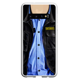 Чехол для Samsung Galaxy S10 с принтом Форма SECURITY в Курске, Силикон | Область печати: задняя сторона чехла, без боковых панелей | security | барррадач | бородач | борродач | галустян | костюм | наша раша | одежда | охрана | охранник | понять и простить | рубашка | форма