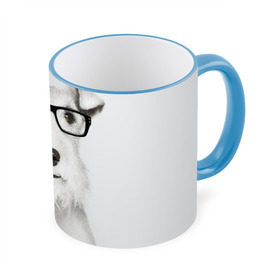 Кружка 3D с принтом Собака в очках в Курске, керамика | ёмкость 330 мл | Тематика изображения на принте: белый | домашнее | животное | очки | пес | прикол | собака в очках | умный | ученый | эрдельтерьер