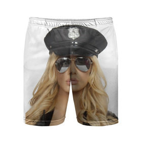 Мужские шорты 3D спортивные с принтом Девушка полицейский в Курске,  |  | блондинка | девушка | кожа | очки | форма | фуражка