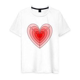 Мужская футболка хлопок с принтом Сердце-мишень в Курске, 100% хлопок | прямой крой, круглый вырез горловины, длина до линии бедер, слегка спущенное плечо. | Тематика изображения на принте: 14 февраля | любовь | мишень | сердце