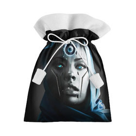 Подарочный 3D мешок с принтом Девушка андроид в Курске, 100% полиэстер | Размер: 29*39 см | Тематика изображения на принте: андроид | глаз | девушка | киборг | робот | третий