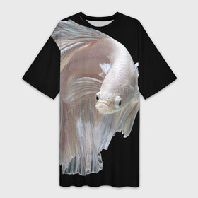 Платье-футболка 3D с принтом Бойцовая рыбка в Курске,  |  | аквариумная | бойцовая | красивый | плавники | рыба | рыбка | хвост | япаонская