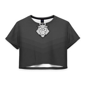 Женская футболка 3D укороченная с принтом G2 eSports в Курске, 100% полиэстер | круглая горловина, длина футболки до линии талии, рукава с отворотами | csgo | cybersport | esports | g2 | team | г2 | ксго