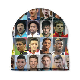 Шапка 3D с принтом Лучшие футболисты в Курске, 100% полиэстер | универсальный размер, печать по всей поверхности изделия | великие | звёзды | знаменитости | игроки | легендарные | лучшие | самые крутые | футбол | футболисты | элита