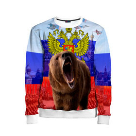 Детский свитшот 3D с принтом Русский медведь и герб в Курске, 100% полиэстер | свободная посадка, прямой крой, мягкая тканевая резинка на рукавах и понизу свитшота | герб | медведь | россия | русский | русский медведь