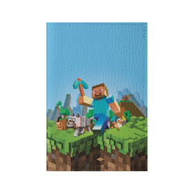Обложка для паспорта матовая кожа с принтом Minecraft в Курске, натуральная матовая кожа | размер 19,3 х 13,7 см; прозрачные пластиковые крепления | Тематика изображения на принте: minecraft | игры | майнкрафт