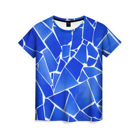 Женская футболка 3D с принтом Битое стекло в Курске, 100% полиэфир ( синтетическое хлопкоподобное полотно) | прямой крой, круглый вырез горловины, длина до линии бедер | абстракция | витраж | мозаика | стекло