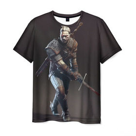 Мужская футболка 3D с принтом Witcher 3 в Курске, 100% полиэфир | прямой крой, круглый вырез горловины, длина до линии бедер | gerald | wild hunt | witcher | ведьмак | геральд | дикая охота