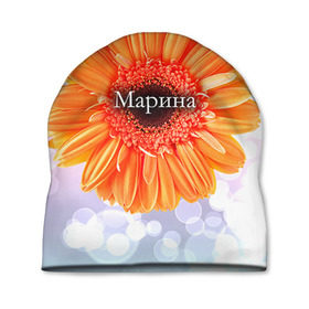 Шапка 3D с принтом Марина в Курске, 100% полиэстер | универсальный размер, печать по всей поверхности изделия | девушке | имя | любимой | марина | подарок | подарок любимой | подарок на 8 марта | подарок на день рождения | с 8 марта | цветок | цветы