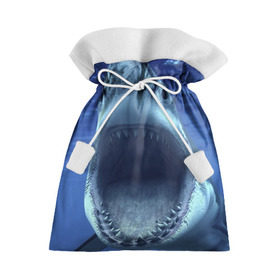 Подарочный 3D мешок с принтом Белая акула в Курске, 100% полиэстер | Размер: 29*39 см | shark | море | синий