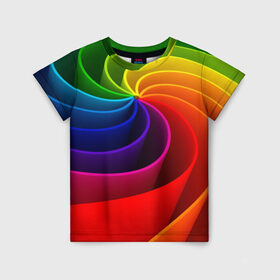 Детская футболка 3D с принтом Радуга цвета в Курске, 100% гипоаллергенный полиэфир | прямой крой, круглый вырез горловины, длина до линии бедер, чуть спущенное плечо, ткань немного тянется | гамма | зеленый | красный | радуга | синий | цвет