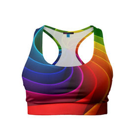 Женский спортивный топ 3D с принтом Радуга цвета в Курске, 82% полиэстер, 18% спандекс Ткань безопасна для здоровья, позволяет коже дышать, не мнется и не растягивается |  | гамма | зеленый | красный | радуга | синий | цвет