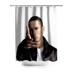 Штора 3D для ванной с принтом Eminem в Курске, 100% полиэстер | плотность материала — 100 г/м2. Стандартный размер — 146 см х 180 см. По верхнему краю — пластиковые люверсы для креплений. В комплекте 10 пластиковых колец | eminem | music | rap | usa | музыка | рэп | сша | эминем