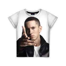Детская футболка 3D с принтом Eminem в Курске, 100% гипоаллергенный полиэфир | прямой крой, круглый вырез горловины, длина до линии бедер, чуть спущенное плечо, ткань немного тянется | eminem | music | rap | usa | музыка | рэп | сша | эминем