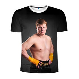 Мужская футболка 3D спортивная с принтом Поветкин в Курске, 100% полиэстер с улучшенными характеристиками | приталенный силуэт, круглая горловина, широкие плечи, сужается к линии бедра | Тематика изображения на принте: 