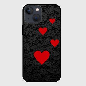 Чехол для iPhone 13 mini с принтом Кружево и сердца в Курске,  |  | Тематика изображения на принте: dg | dolce | gabbana | габбана | дольче | любовь | сердечко