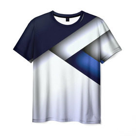 Мужская футболка 3D с принтом Geometria в Курске, 100% полиэфир | прямой крой, круглый вырез горловины, длина до линии бедер | blue | geometrical | геометрия | кубики | линии | текстуры