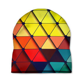 Шапка 3D с принтом Треугольник в Курске, 100% полиэстер | универсальный размер, печать по всей поверхности изделия | абстракции | мозаика | прикольные | текстуры | треугольник