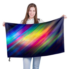 Флаг 3D с принтом Радужные полосы в Курске, 100% полиэстер | плотность ткани — 95 г/м2, размер — 67 х 109 см. Принт наносится с одной стороны | линии | новые | полосы | прикольные | радуга | текстуры