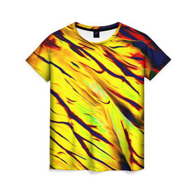 Женская футболка 3D с принтом Кислота в Курске, 100% полиэфир ( синтетическое хлопкоподобное полотно) | прямой крой, круглый вырез горловины, длина до линии бедер | new | абстракции | кислота | краска | прикольные | яркие