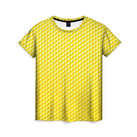 Женская футболка 3D с принтом Соты в Курске, 100% полиэфир ( синтетическое хлопкоподобное полотно) | прямой крой, круглый вырез горловины, длина до линии бедер | yellow | вкусные | еда | желтый | прикольные | пчелы | соты