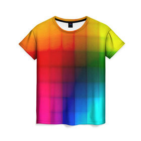Женская футболка 3D с принтом Кубики в Курске, 100% полиэфир ( синтетическое хлопкоподобное полотно) | прямой крой, круглый вырез горловины, длина до линии бедер | градиент | разноцветный | цвета | яркий