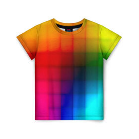 Детская футболка 3D с принтом Кубики в Курске, 100% гипоаллергенный полиэфир | прямой крой, круглый вырез горловины, длина до линии бедер, чуть спущенное плечо, ткань немного тянется | Тематика изображения на принте: градиент | разноцветный | цвета | яркий