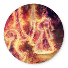 Коврик круглый с принтом Фигуры из пламени в Курске, резина и полиэстер | круглая форма, изображение наносится на всю лицевую часть | пламя