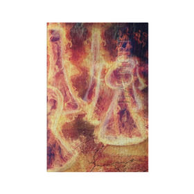 Обложка для паспорта матовая кожа с принтом Фигуры из пламени в Курске, натуральная матовая кожа | размер 19,3 х 13,7 см; прозрачные пластиковые крепления | пламя