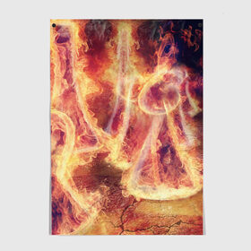 Постер с принтом Фигуры из пламени в Курске, 100% бумага
 | бумага, плотность 150 мг. Матовая, но за счет высокого коэффициента гладкости имеет небольшой блеск и дает на свету блики, но в отличии от глянцевой бумаги не покрыта лаком | Тематика изображения на принте: пламя