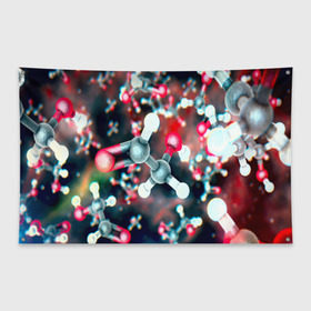 Флаг-баннер с принтом Молекулы в Курске, 100% полиэстер | размер 67 х 109 см, плотность ткани — 95 г/м2; по краям флага есть четыре люверса для крепления | арт | мидицина | молекулы | нервы | тромбы | фантастика