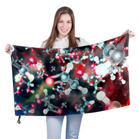 Флаг 3D с принтом Молекулы в Курске, 100% полиэстер | плотность ткани — 95 г/м2, размер — 67 х 109 см. Принт наносится с одной стороны | арт | мидицина | молекулы | нервы | тромбы | фантастика