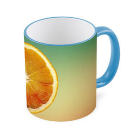 Кружка 3D с принтом Апельсиновый рай в Курске, керамика | ёмкость 330 мл | апельсин | градиент | жёлтый | зелёный | оранжевый