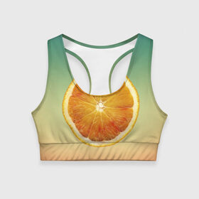 Женский спортивный топ 3D с принтом Апельсиновый рай в Курске, 82% полиэстер, 18% спандекс Ткань безопасна для здоровья, позволяет коже дышать, не мнется и не растягивается |  | апельсин | градиент | жёлтый | зелёный | оранжевый