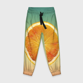 Детские брюки 3D с принтом Апельсиновый рай в Курске, 100% полиэстер | манжеты по низу, эластичный пояс регулируется шнурком, по бокам два кармана без застежек, внутренняя часть кармана из мелкой сетки | апельсин | градиент | жёлтый | зелёный | оранжевый