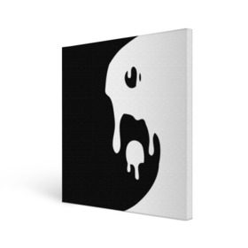 Холст квадратный с принтом Инь Янь в Курске, 100% ПВХ |  | белое | гармония | инь | краска | черное | янь