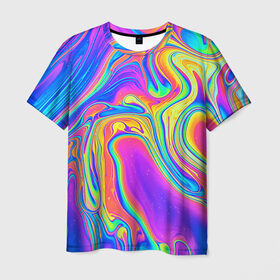 Мужская футболка 3D с принтом Цветные разводы в Курске, 100% полиэфир | прямой крой, круглый вырез горловины, длина до линии бедер | абстракция | краска | разводы | узор