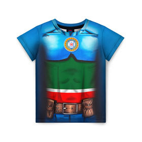 Детская футболка 3D с принтом Капитан Чечня в Курске, 100% гипоаллергенный полиэфир | прямой крой, круглый вырез горловины, длина до линии бедер, чуть спущенное плечо, ткань немного тянется | Тематика изображения на принте: 95 | капитан | супергерой | флаг | чеченец