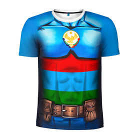 Мужская футболка 3D спортивная с принтом Капитан Дагестан в Курске, 100% полиэстер с улучшенными характеристиками | приталенный силуэт, круглая горловина, широкие плечи, сужается к линии бедра | 05 | даг | дагестанец | капитан | супергерой | флаг