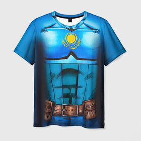 Мужская футболка 3D с принтом Капитан Казахстан в Курске, 100% полиэфир | прямой крой, круглый вырез горловины, длина до линии бедер | казахстан