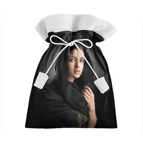 Подарочный 3D мешок с принтом Индусская девушка в Курске, 100% полиэстер | Размер: 29*39 см | Тематика изображения на принте: индия | индусская девушка | красивая | фон | черный
