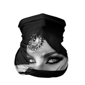 Бандана-труба 3D с принтом Восточная девушка в Курске, 100% полиэстер, ткань с особыми свойствами — Activecool | плотность 150‒180 г/м2; хорошо тянется, но сохраняет форму | взгляд | восточная девушка | глаза | красивая | никаб | орнамент | узоры | хиджаб