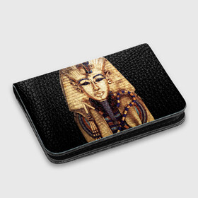 Картхолдер с принтом с принтом Хатшепсут в Курске, натуральная матовая кожа | размер 7,3 х 10 см; кардхолдер имеет 4 кармана для карт; | египет | женщина | золото | маска | фараон египта | хатшепсут