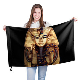 Флаг 3D с принтом Хатшепсут в Курске, 100% полиэстер | плотность ткани — 95 г/м2, размер — 67 х 109 см. Принт наносится с одной стороны | египет | женщина | золото | маска | фараон египта | хатшепсут