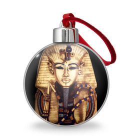 Ёлочный шар с принтом Хатшепсут в Курске, Пластик | Диаметр: 77 мм | египет | женщина | золото | маска | фараон египта | хатшепсут