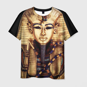 Мужская футболка 3D с принтом Хатшепсут в Курске, 100% полиэфир | прямой крой, круглый вырез горловины, длина до линии бедер | Тематика изображения на принте: египет | женщина | золото | маска | фараон египта | хатшепсут