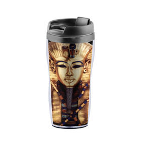 Термокружка-непроливайка с принтом Хатшепсут в Курске, внутренняя часть — пищевой пластик, наружная часть — прозрачный пластик, между ними — полиграфическая вставка с рисунком | объем — 350 мл, герметичная крышка | египет | женщина | золото | маска | фараон египта | хатшепсут