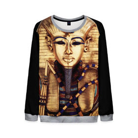 Мужской свитшот 3D с принтом Хатшепсут в Курске, 100% полиэстер с мягким внутренним слоем | круглый вырез горловины, мягкая резинка на манжетах и поясе, свободная посадка по фигуре | египет | женщина | золото | маска | фараон египта | хатшепсут
